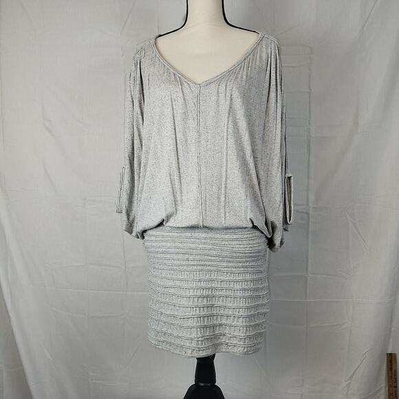 Max Studio Womens Gray V Neck Dolman Sleeve Stretch One Piece Mini Dress Size S - Picture 1 of 9